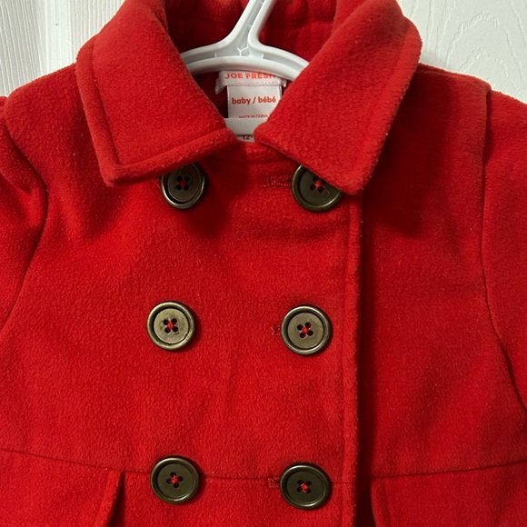 EUC Joe Fresh 12-18m red pea coat - Picture 3 of 7